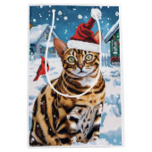Bengalisch Cat Winter Wonderland Weihnachtsfreude Mittlere Geschenktüte (Vorderseite)