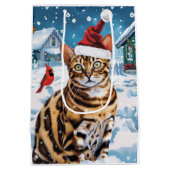 Bengalisch Cat Winter Wonderland Weihnachtsfreude Mittlere Geschenktüte (Rückseite)
