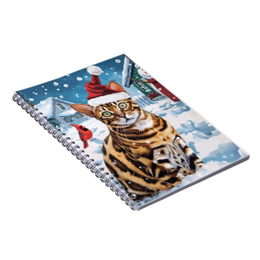 Bengalisch Cat Winter Wonderland Weihnachtsfreude Notizblock (Rechte Seite)