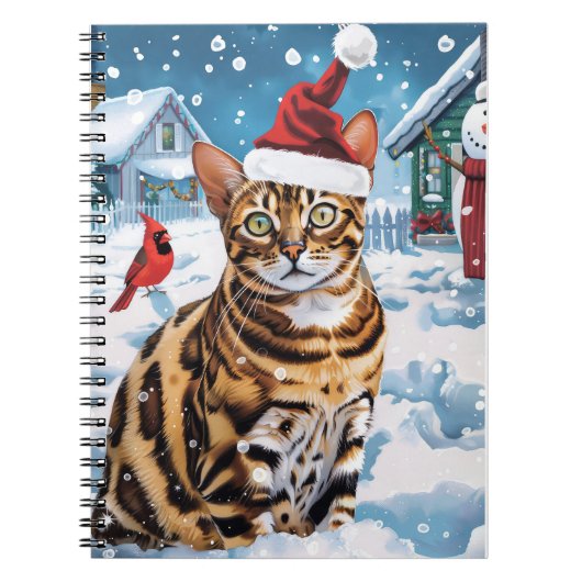 Bengalisch Cat Winter Wonderland Weihnachtsfreude Notizblock (Vorderseite)