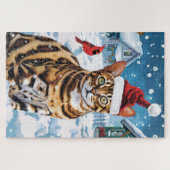 Bengalisch Cat Winter Wonderland Weihnachtsfreude Puzzle (Horizontal)