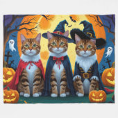 Bengalisch Cats Pumpkin Halloween Funny Fleecedecke (Vorderseite (Horizontal))
