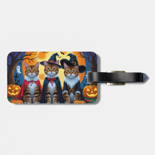 Bengalisch Cats Pumpkin Halloween Funny Gepäckanhänger (Rückseite horizontal)
