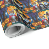 Bengalisch Cats Pumpkin Halloween Funny Geschenkpapier (Rolleneckpunkt)