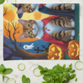 Bengalisch Cats Pumpkin Halloween Funny Geschirrtuch (Gefaltet)