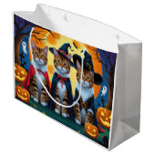 Bengalisch Cats Pumpkin Halloween Funny Große Geschenktüte (Rückseite Schrägansicht)