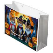 Bengalisch Cats Pumpkin Halloween Funny Große Geschenktüte (Vorderseite Schrägansicht)