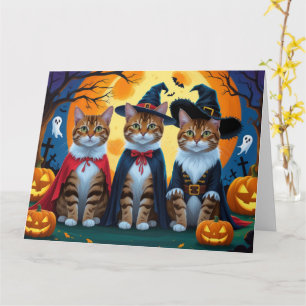 Bengalisch Cats Pumpkin Halloween Funny Karte