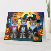Bengalisch Cats Pumpkin Halloween Funny Karte (Vorderseite)
