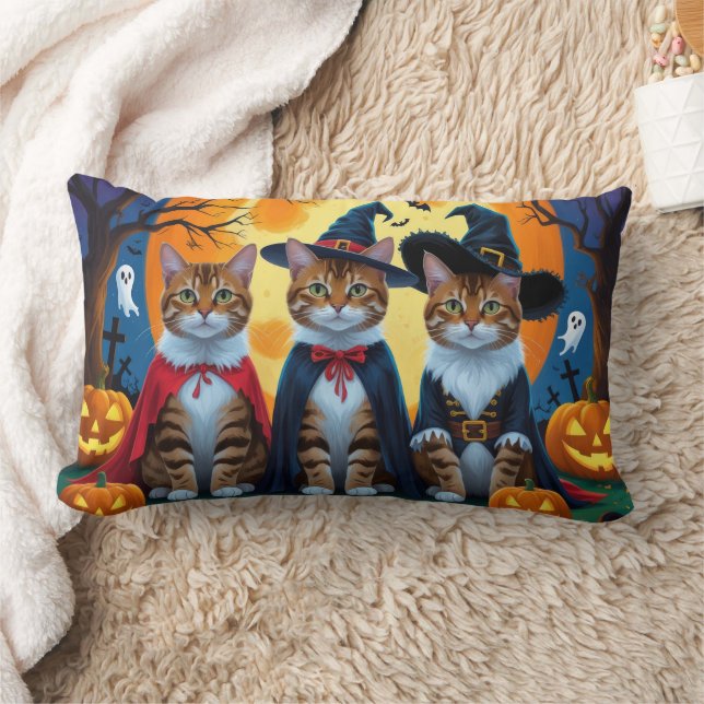 Bengalisch Cats Pumpkin Halloween Funny Lendenkissen (Decke)