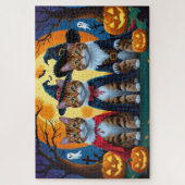 Bengalisch Cats Pumpkin Halloween Funny Puzzle (Vertikal)