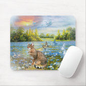 Bengalisch im Bett der blauen Blumen Mousepad (Mit Mouse)