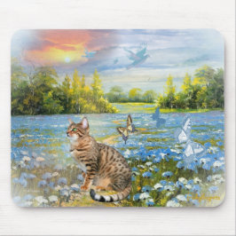 Bengalisch im Bett der blauen Blumen Mousepad