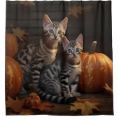 Bengalisch Kitten Autumn Delight Pumpkin Duschvorhang (Vorderseite)