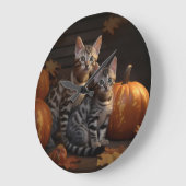 Bengalisch Kitten Autumn Delight Pumpkin Große Wanduhr (Winkel)