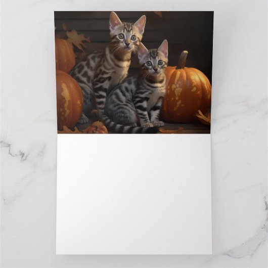 Bengalisch Kitten Autumn Delight Pumpkin Karte (Innenseite)