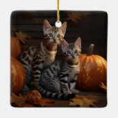 Bengalisch Kitten Autumn Delight Pumpkin Keramikornament (Rückseite)