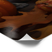 Bengalisch Kitten Autumn Delight Pumpkin Poster (Ecke)