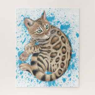 Bengalisch Kitten Blue Splash Aquarell Puzzle
