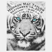Bengalisch Tiger Baby Boy Birth Stats White Tiger Fleecedecke (Vorderseite)