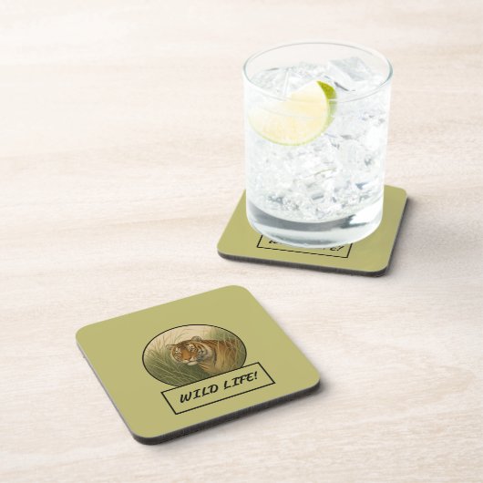 Bengalisch Tiger Dark Khaki Untersetzer Set (Rechte Seite)