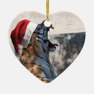 Bengalisch Tiger mit Santa Claus Hat Keramik Ornament