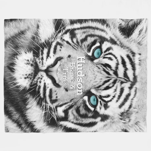 Bengalisch Tiger Personalisiert White Tiger Fleecedecke (Vorderseite (Horizontal))