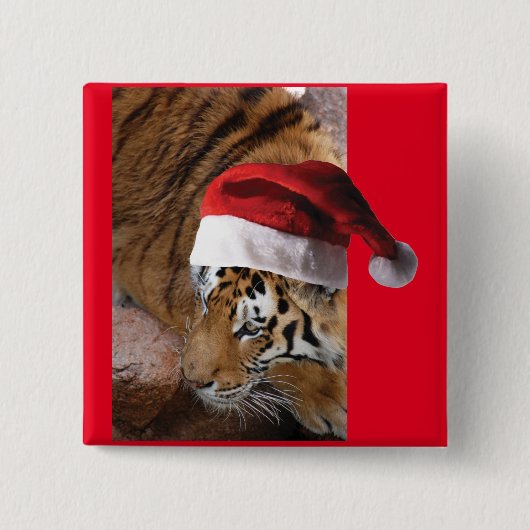 Bengalisch Tiger Santa Claus Button (Vorderseite)