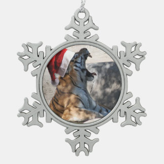 Bengalisch Tiger Santa Claus Schneeflocken Zinn-Ornament