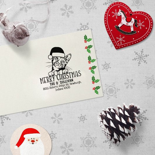 Bengalische Cat Rücksendeadresse Weihnachten Gummistempel