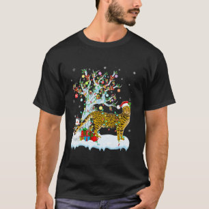 Bengalische Cat Xmas Lighting Tree Weihnachtsmannm T-Shirt