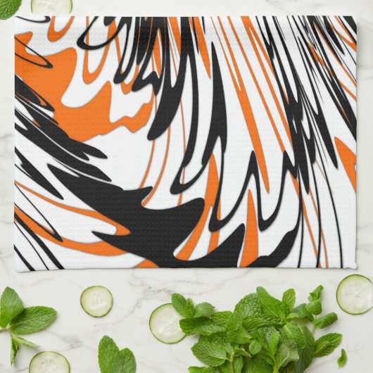 Bengalische Farbtöne in orangefarbenen und schwarz Geschirrtuch (Gefaltet)