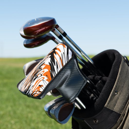 Bengalische Farbtöne in orangefarbenen und schwarz Golf Headcover (In Situ)