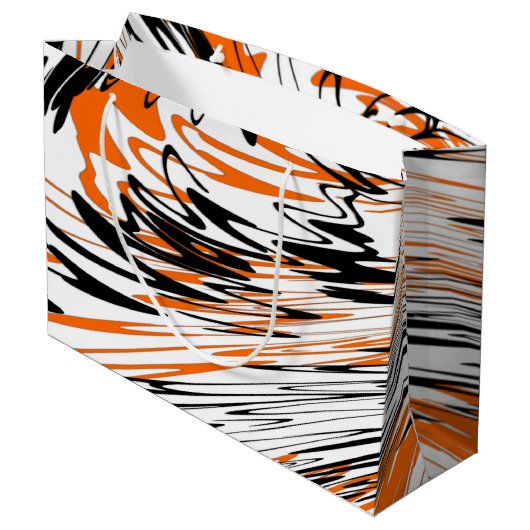 Bengalische Farbtöne in orangefarbenen und schwarz Große Geschenktüte (Rückseite Schrägansicht)