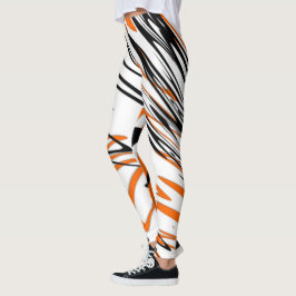 Bengalische Farbtöne in orangefarbenen und schwarz Leggings