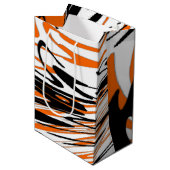 Bengalische Farbtöne in orangefarbenen und schwarz Mittlere Geschenktüte (Vorderseite Schrägansicht)