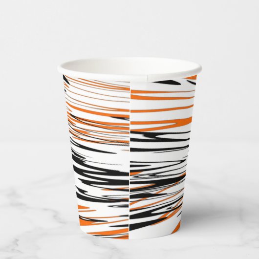 Bengalische Farbtöne in orangefarbenen und schwarz Pappbecher (Rechts)