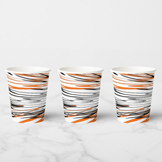 Bengalische Farbtöne in orangefarbenen und schwarz Pappbecher (Multi)