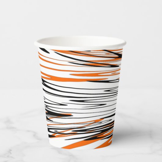 Bengalische Farbtöne in orangefarbenen und schwarz Pappbecher (Vorderseite)