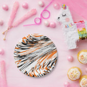 Bengalische Farbtöne in orangefarbenen und schwarz Pappteller (Party)