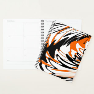 Bengalische Farbtöne in orangefarbenen und schwarz Planer