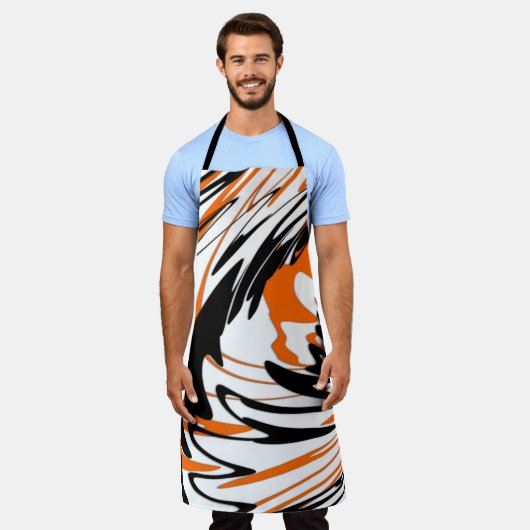 Bengalische Farbtöne in orangefarbenen und schwarz Schürze (Getragen)