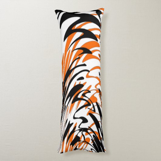 Bengalische Farbtöne in orangefarbenen und schwarz Seitenschläferkissen (Rückseite (Vertikal))