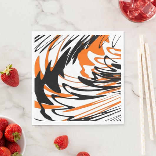 Bengalische Farbtöne in orangefarbenen und schwarz Serviette (Beispiel)