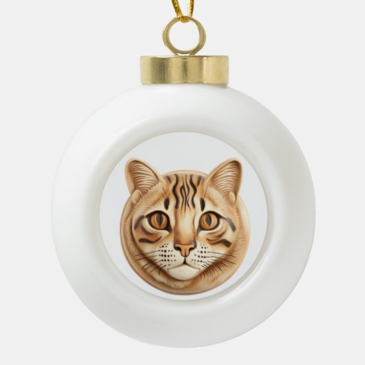 Bengalische Katze 3D Inspiriert Keramik Kugel-Ornament (Vorderseite)