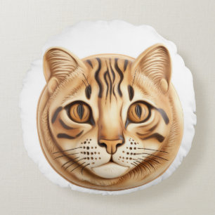 Bengalische Katze 3D Inspiriert Rundes Kissen