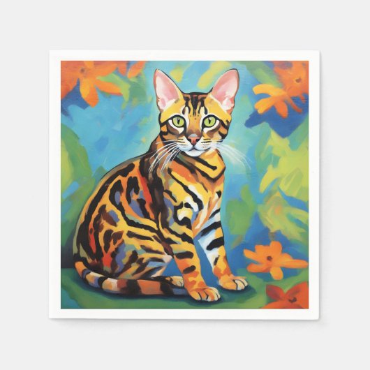 Bengalische Katze Fauvismus Malerei Art Serviette (Vorderseite)