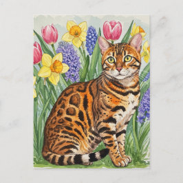 Bengalische Katze im Frühjahr Blume Postkarte