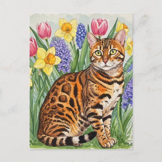 Bengalische Katze im Frühjahr Blume Postkarte (Vorderseite)