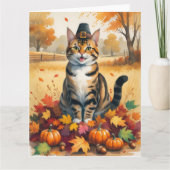 Bengalische Katze im Herbst lässt Erntedank Kunst Karte (Vorderseite)